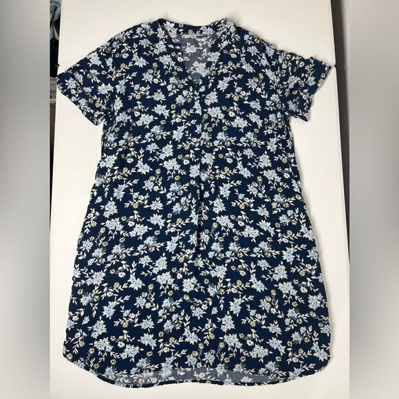 Time & Tru Cuffed Short Sleeve Belted Floral Shift Dress Size S ( 4-6) - Picture 1 of 12